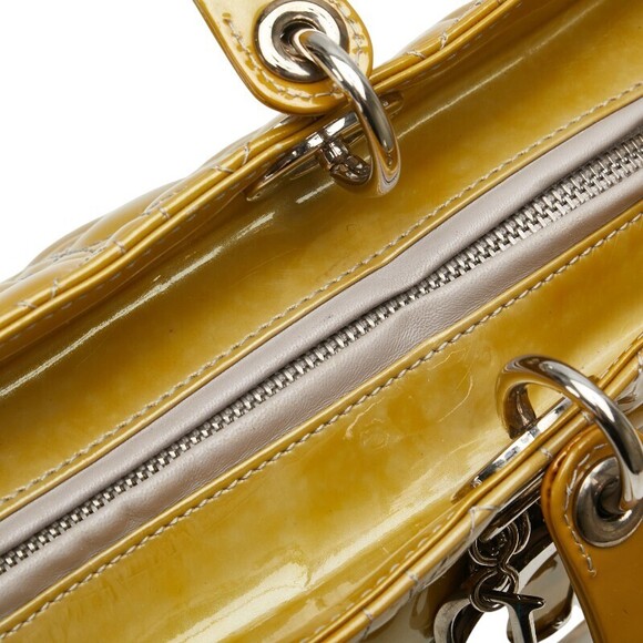 Christian Dior Cannage Lady Dior Shoulder Bag Yellow Patent Vernis Leather - Picture 8 of 10